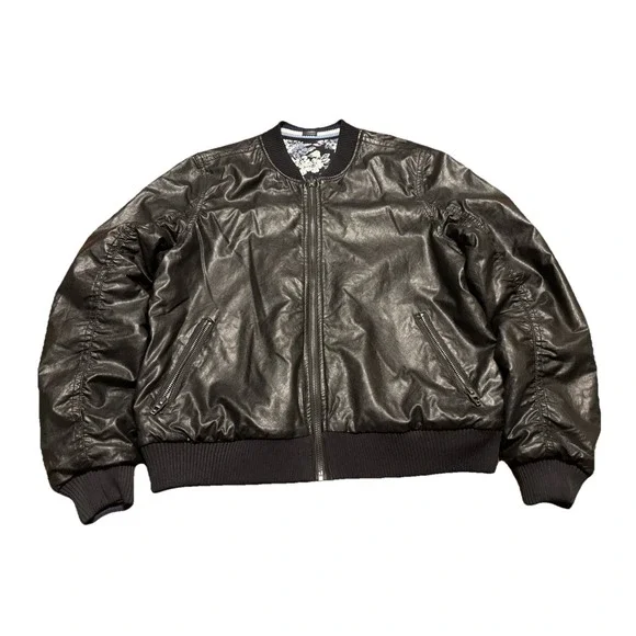 BLANKNYC Women's Faux Leather Moto Reversible Floral Jacquard Jacket Size Medium - Picture 1 of 16